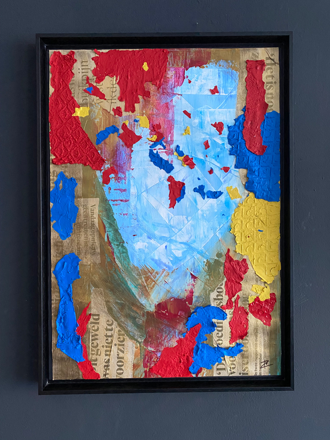 beeldende kunst mixed media in baklijst 40x60cm, Irma van Zijl - Sirius